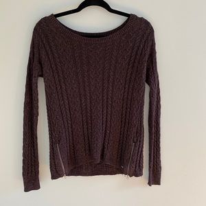 American Eagle Plum Sweater Zipper Accents